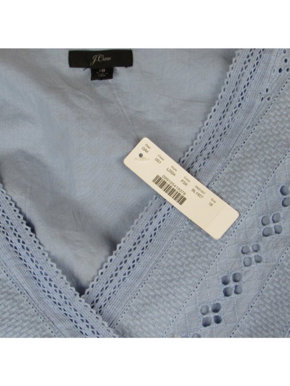 NEW J. Crew Blue All over Eyelet Wrap Midi Dress Flutter Slv lined womens sz 18 - Picture 7 of 16